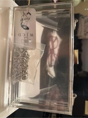 Clear Acrylic Box Clutch with Silver Hardware and Chain